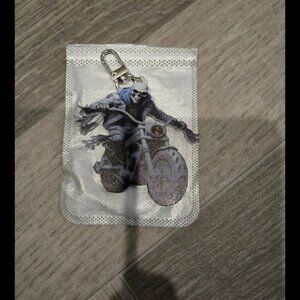 Harley biker flaming skull keychain